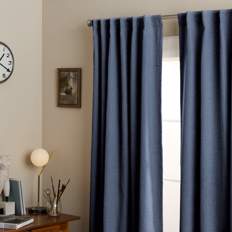 Blackout Linen Texture Indoor Curtains Set - Energy Efficient, Rod Pocket & Back Tab Options