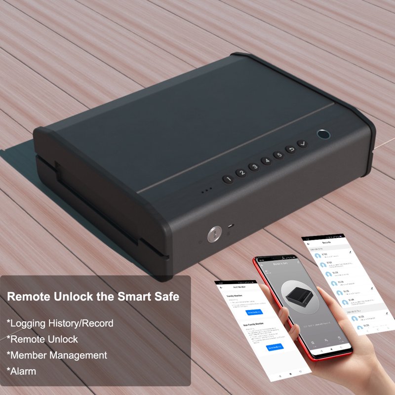 Biometric Gun Safe with Quick Access, Fingerprint, Passcode & App, Heavy Duty Pistol Lock Box