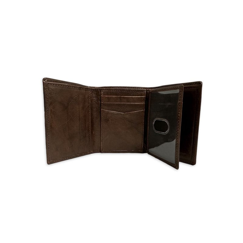 Men's Leather Trifold Wallet with ID Window and Bill Pocket