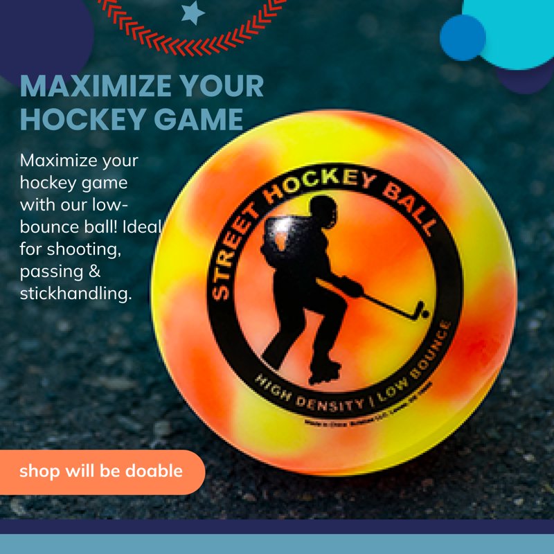 Outdoor Street Hockey Balls 6-Pack - High Density, Multi-Colored, Minimal Bounce