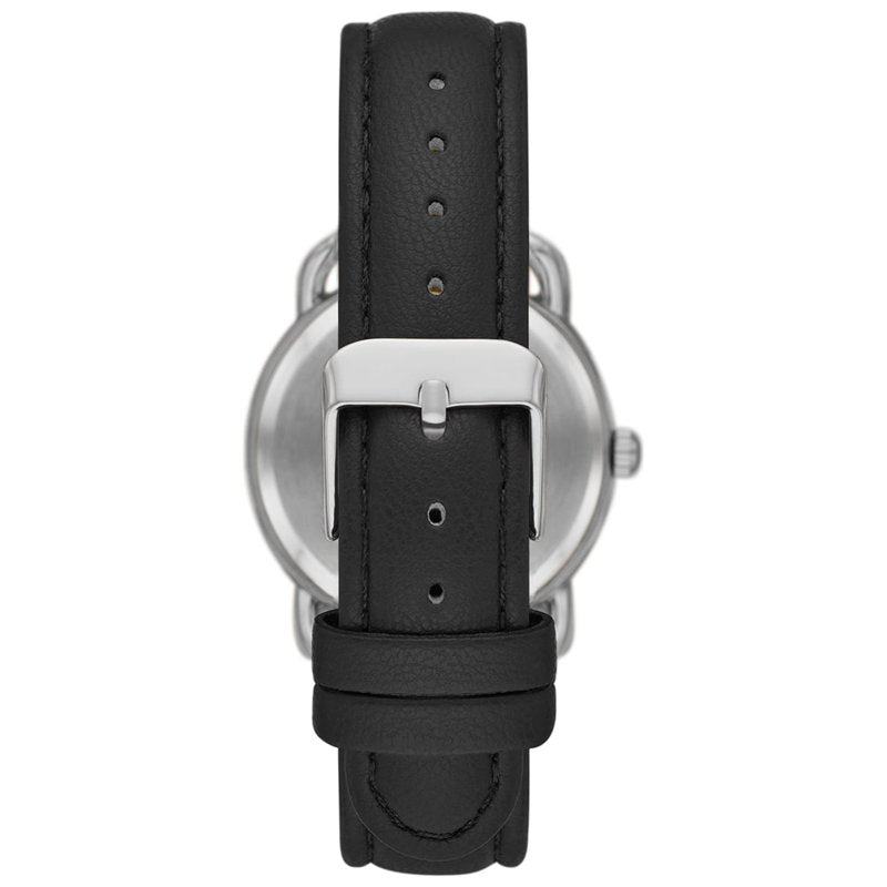 Women's Silver Tone Analog Wristwatch with Textured Dial and Faux Leather Strap