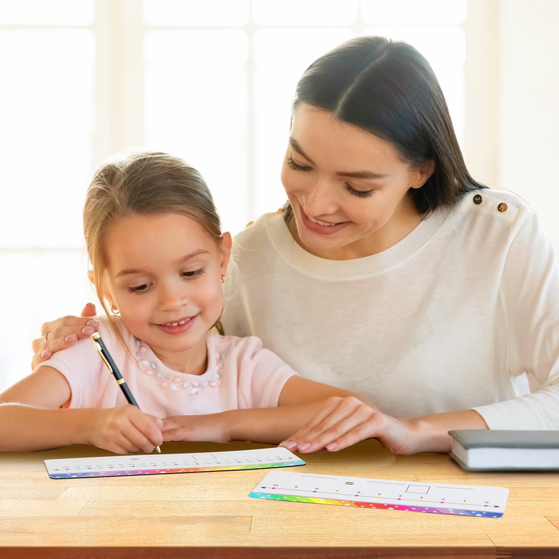 Kids Math Number Line Dry Erase Boards Set - Double Sided Writable & Erasable, 11.8 x 4 Inches