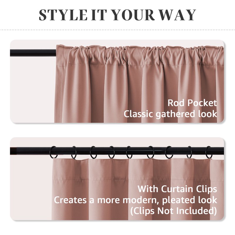 Room Darkening Curtain Set with 2 Panels - Thermal Insulated for Bedroom & Living Room