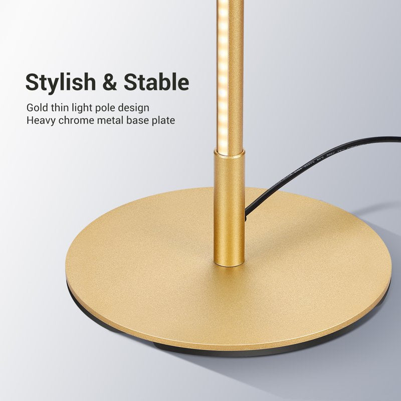 Set of 2 LED Corner Floor Lamps Dimmable Standing Lamps for Living Room Bedroom Office 3000K Gold & Black