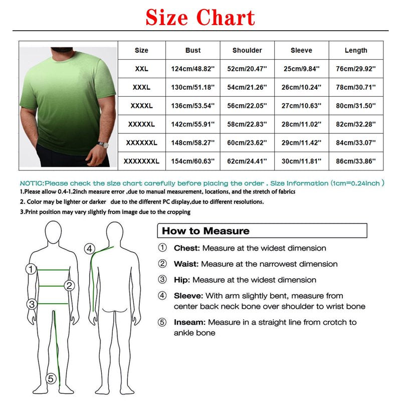 Men's Graphic Short Sleeve T-Shirt - Casual Big and Tall 3D Print Tee