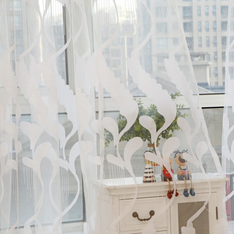 Sheer Curtain Panel with Wheat Embroidery for Bedroom & Living Room - 78"L x 39"W