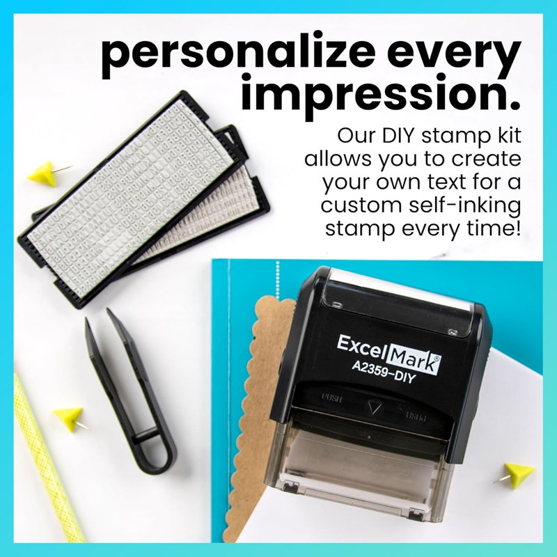 Large Custom Self-Inking Rubber Stamp Kit for Personalized Messages