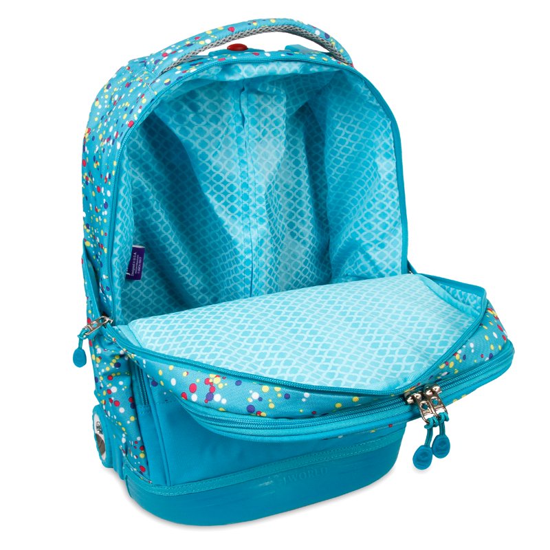 Kids 18-Inch Rolling Backpack with Detachable Lunch Box Set - Color Dots