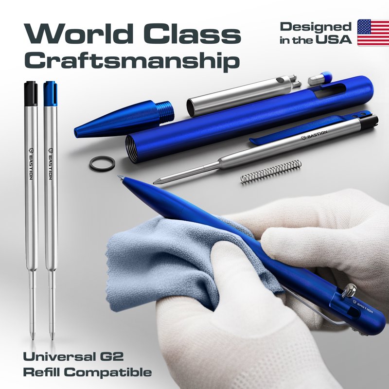 Refillable Aluminum Bolt Action Ballpoint Pen - Multiple Colors