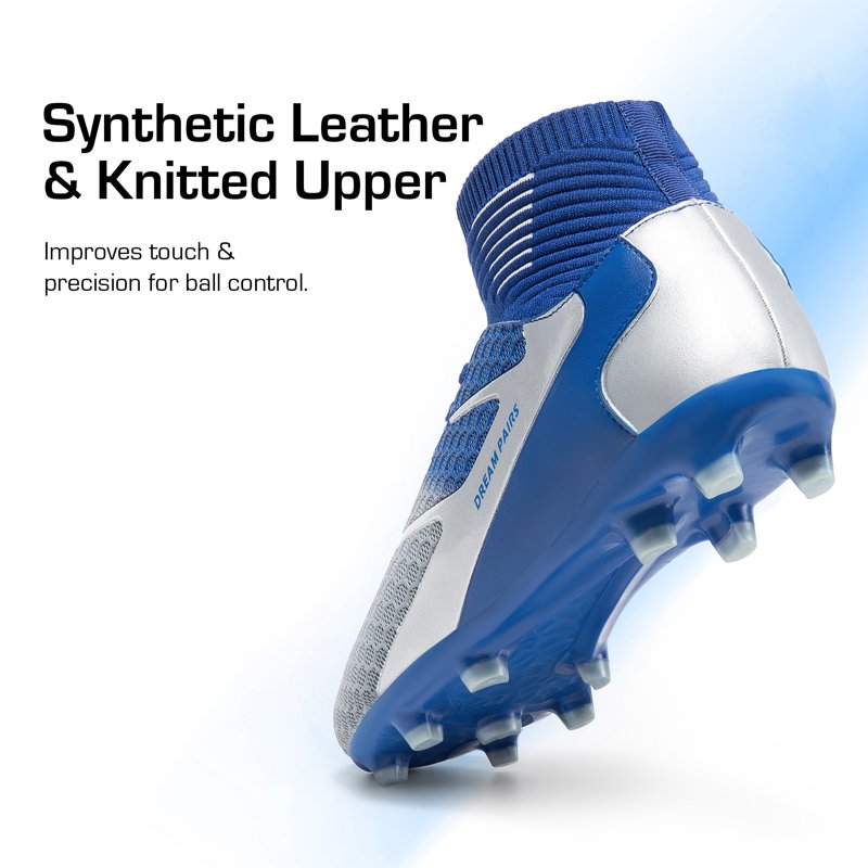 Dream Pairs Men’s High-Top Soccer Cleats 9.5 Blue/Grey – Lightweight, Cushioned & Slip-Resistant