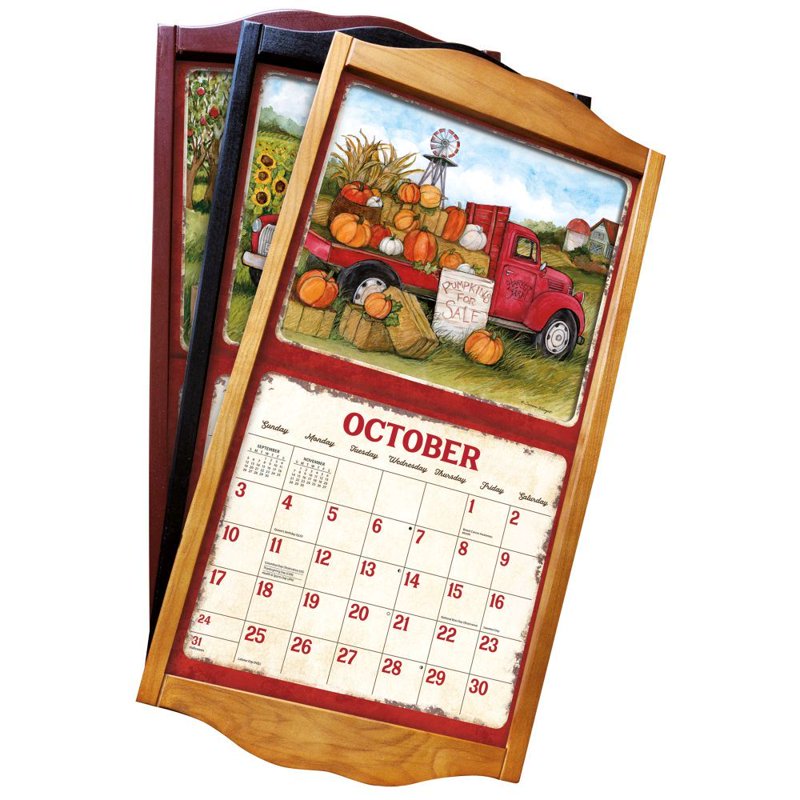 Vintage Red Calendar Frame for Wall Calendars - Solid Wood, Beveled Edges