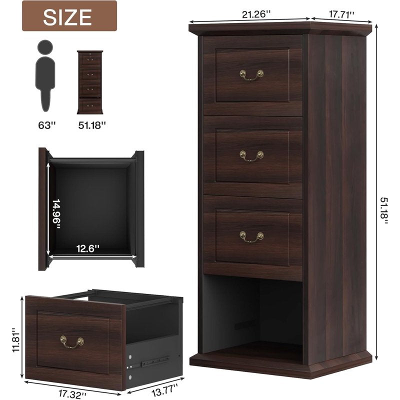 4-Drawer Vertical File Cabinet for Home Office & Office Storage