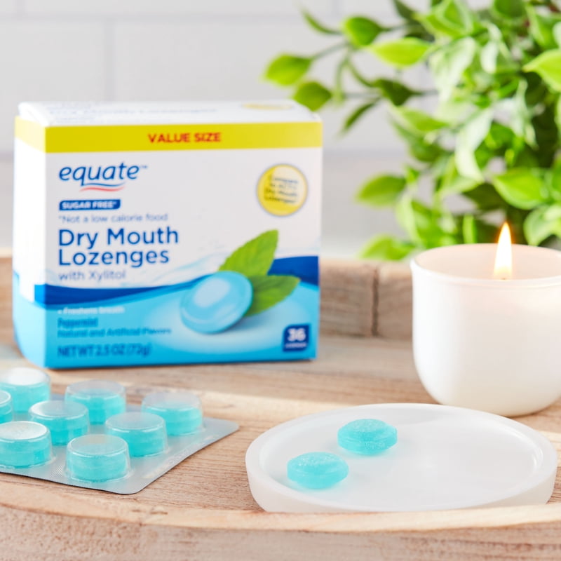 Sugar-Free Dry Mouth Relief Lozenges Peppermint 36 Count - Convenient Oral Care
