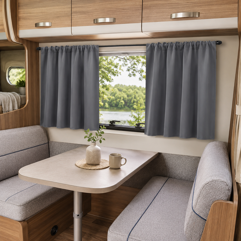 RV Blackout Tier Curtains 2 Panels - Noise & Light Blocking, Rod Pocket, Multiple Sizes