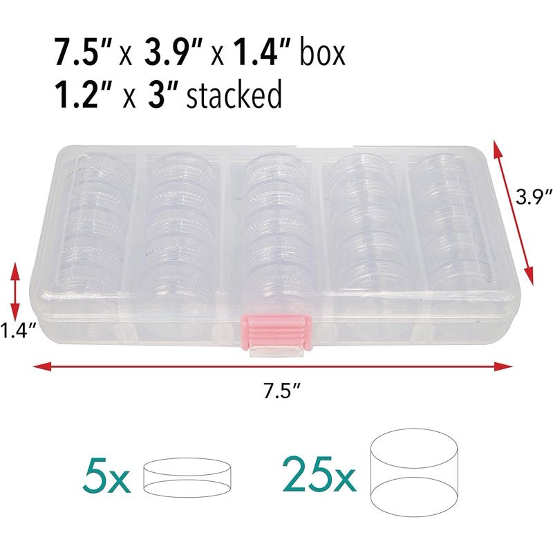 Stackable Bead Storage Case with 25 Removable Jars and Lids