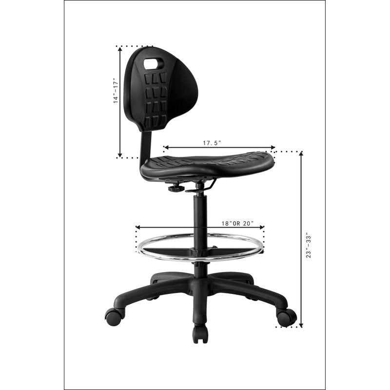 Tall Drafting Stool with Footring - Adjustable Polyurethane Ergonomic Chair