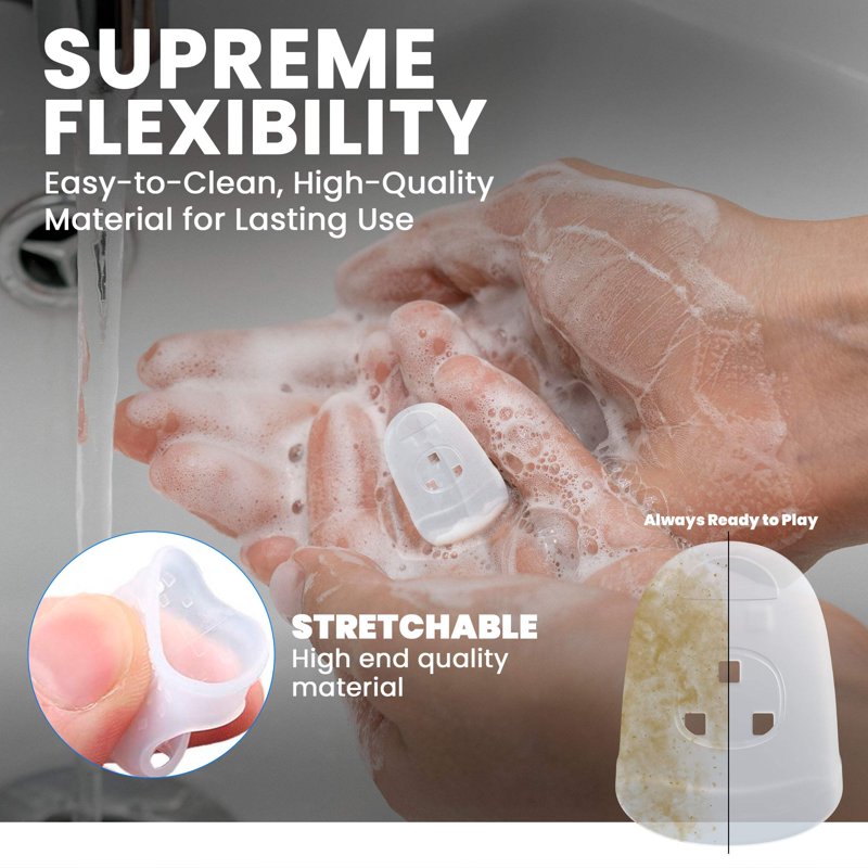 Silicone Guitar Finger Protectors Set - 5 Sizes Finger Tips Guards for String Instruments
