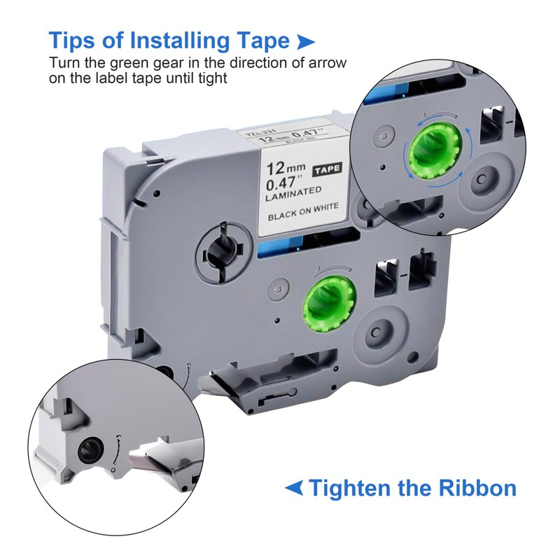 5-Pack Laminated Label Tape Replacement for Brother TZe-231 - 12mm White