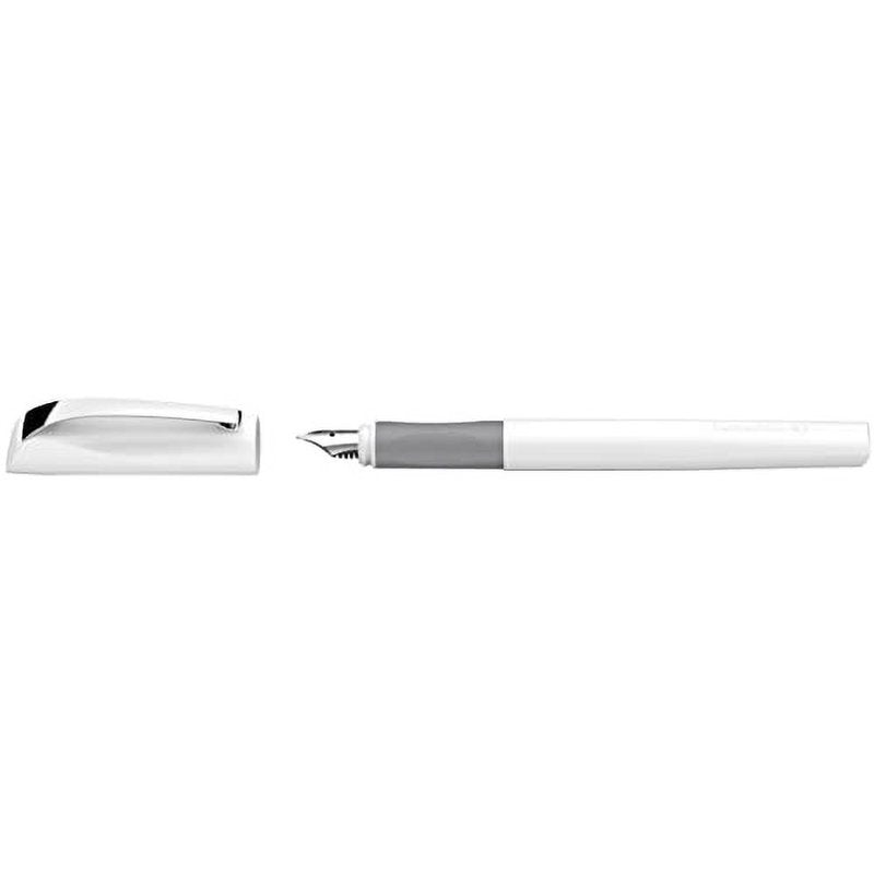 Fountain Pen with Eraser & 6 Royal Blue Erasable Ink Cartridges - Medium Nib, White Barrel