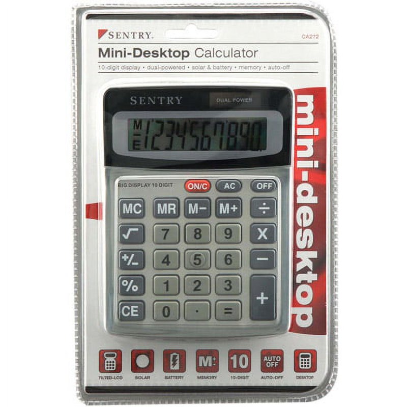 Mini Solar Powered Desk Calculator - Silver Small Graphing Calculator