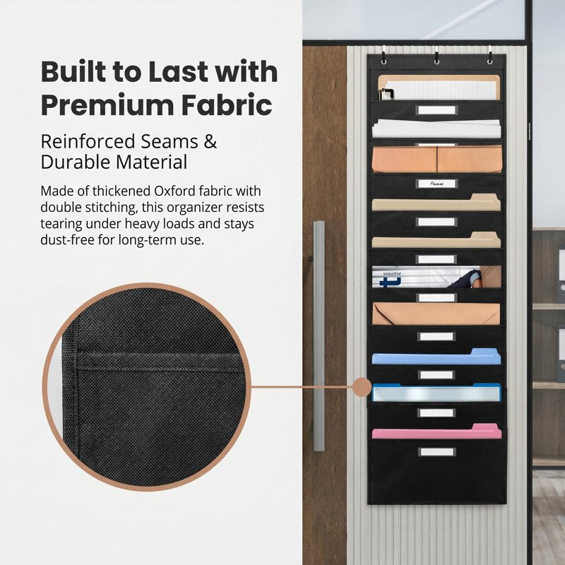 10-Tier Wall Mount File Organizer for Office & Classroom - Heavy Duty Vertical Storage