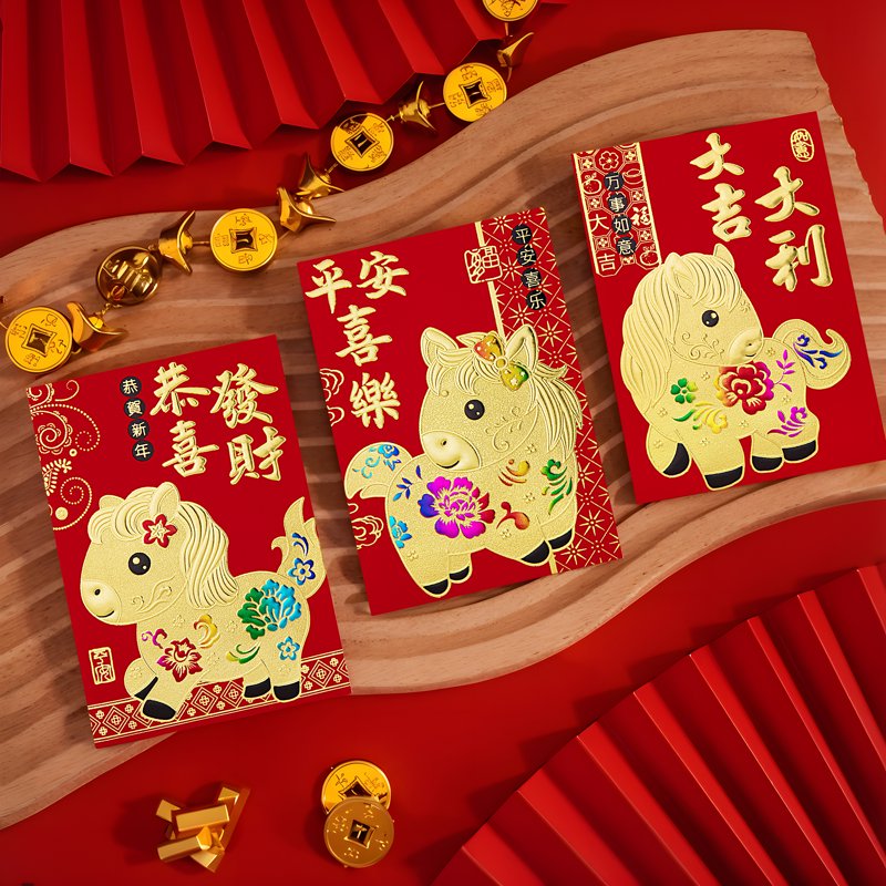 2026 Year of the Horse Lucky Money Envelopes - 36 Pcs Kid-Friendly Red Packets