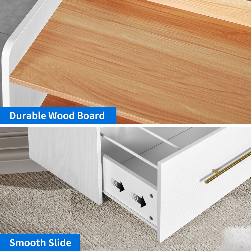 White 2-Drawer File Cabinet with Charging Station Office Storage