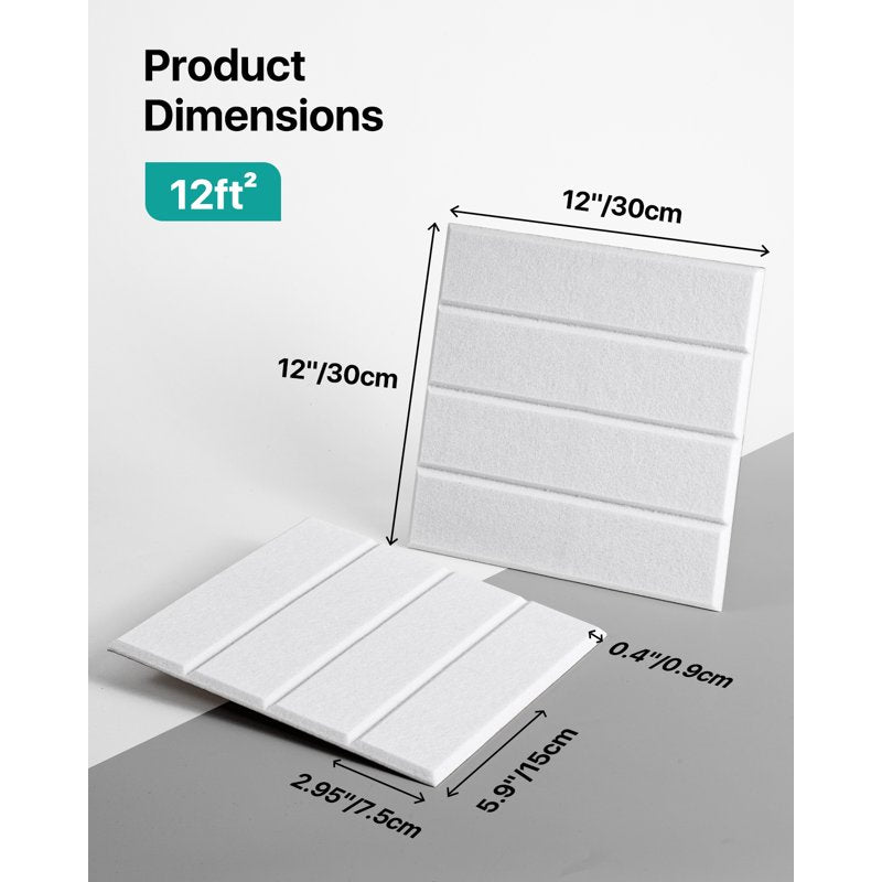 Self-Adhesive Soundproof Foam Wall Panels 12 Pack - Acoustic Soundproofing Tiles for Walls & Ceilings