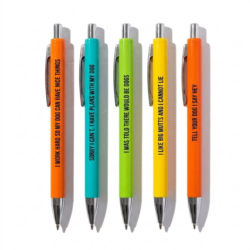 Funny Dog Lover Pens 5-Pack - Snarky Sayings Ballpoint Gag Gift