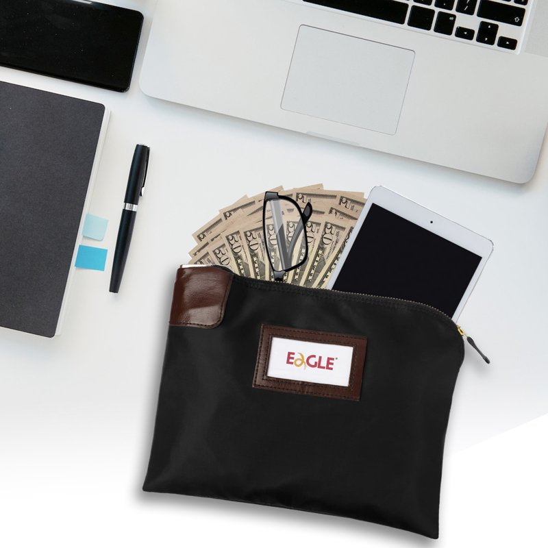 Secure Leather Cash Deposit Bag with Lock & Keys for Bank & Travel