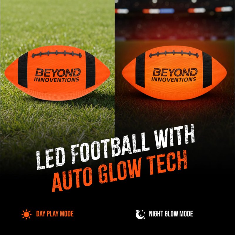 Glow in the Dark Football for Kids - Official Size Night Play