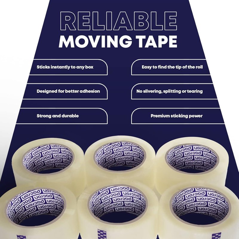 Clear Packing Tape 6 Rolls, 1.88 x 55 Yards for Moving & Shipping