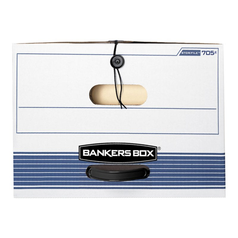 Legal Size Storage Boxes with Locking Lids & Handles - White/Blue, Case of 3