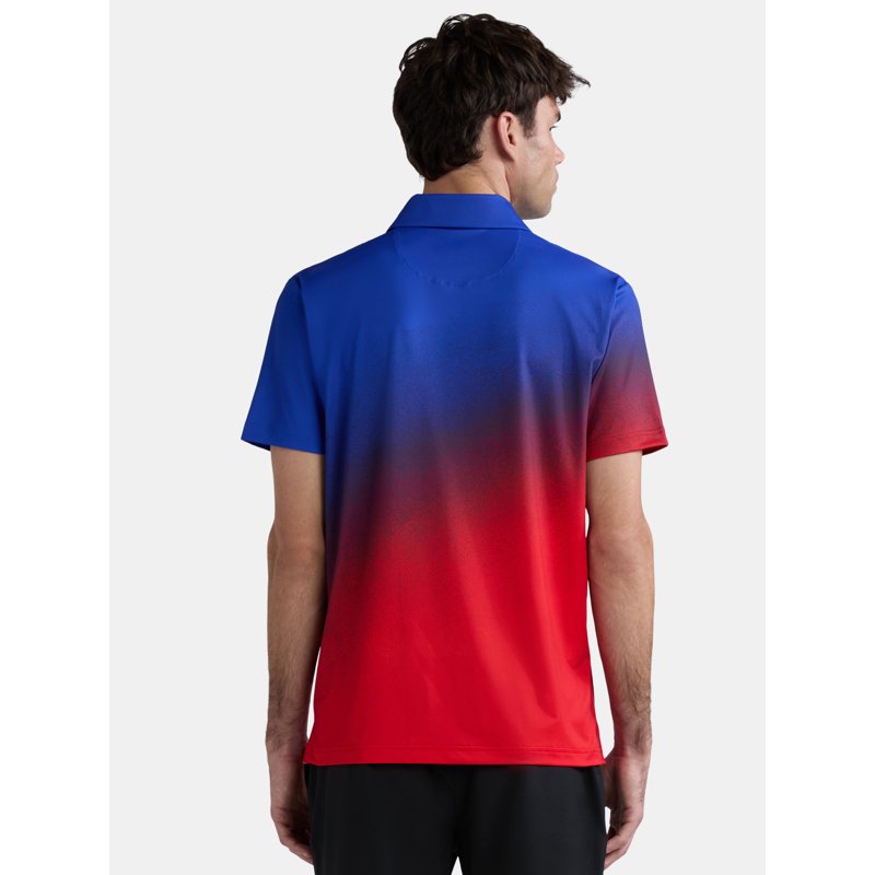Birdie Bound Men’s Fourth of July Americana Ombre Golf Polo Shirt - S-5XL, Red/Blue Ombre