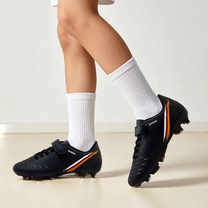 Kids Soccer Cleats Boys Girls Training Football Shoes Youth Ground Outdoor - Big Kid Black