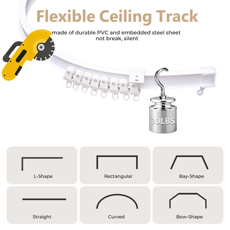 Blackout Room Divider Curtain with Ceiling Track Set - Privacy & Noise Blocker