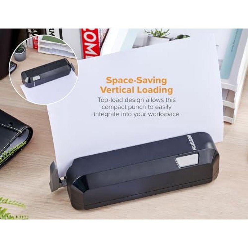 Electric 20-Sheet Three-Hole Punch with Adjustable Guide - Black