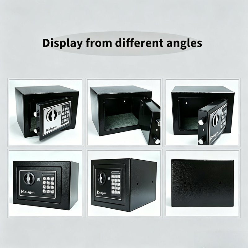 Small Steel Safe Lock Box with Digital Keypad & Keys - Home & Office Security