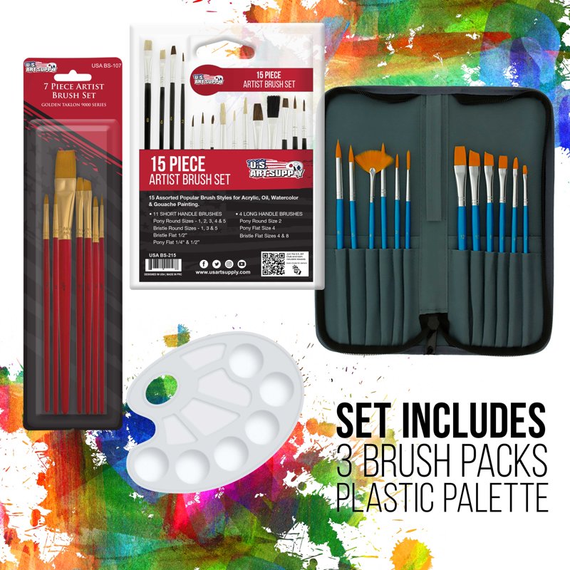 Watercolor Painting Set with Easels, Brushes, Canvases & Paper - 70 Pieces