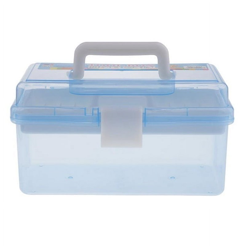 Multipurpose Portable Storage Box Organizer with Handle and Removable Tray - Blue