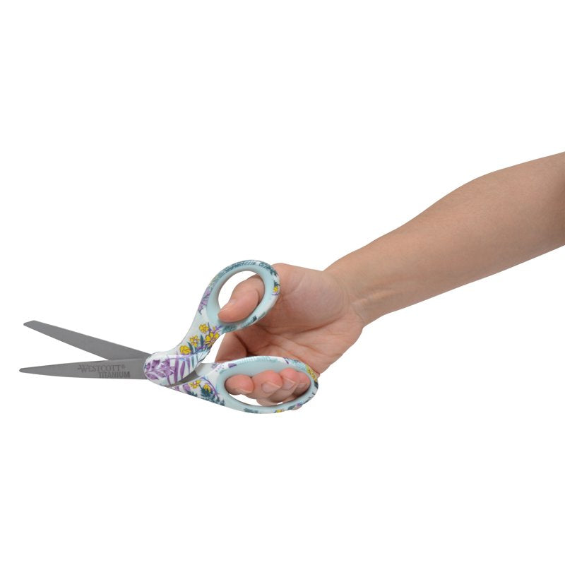 Fashion Scissors 8" Titanium Bonded Bent Floral - Westcott for Crafting & Sewing