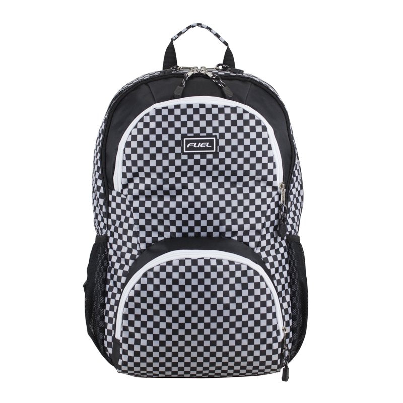 Unisex Checkered Backpack with Laptop Sleeve, Hydration Pockets & Padded Straps