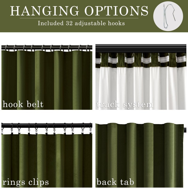 Blackout Velvet Curtains - Thermal Insulated Window Drapes for Bedroom & Living Room