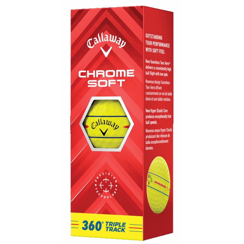 Callaway Chrome Soft 360 Triple Track Golf Balls - Yellow, 12 Pack (2024) Variation: Yellow 360 Triple Track, Single