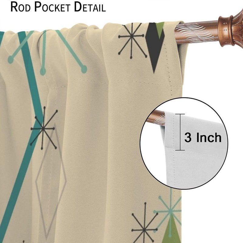Retro 50s Atomic Mid Century Modern Space Window Curtains - Insulated 2 Panel Sets