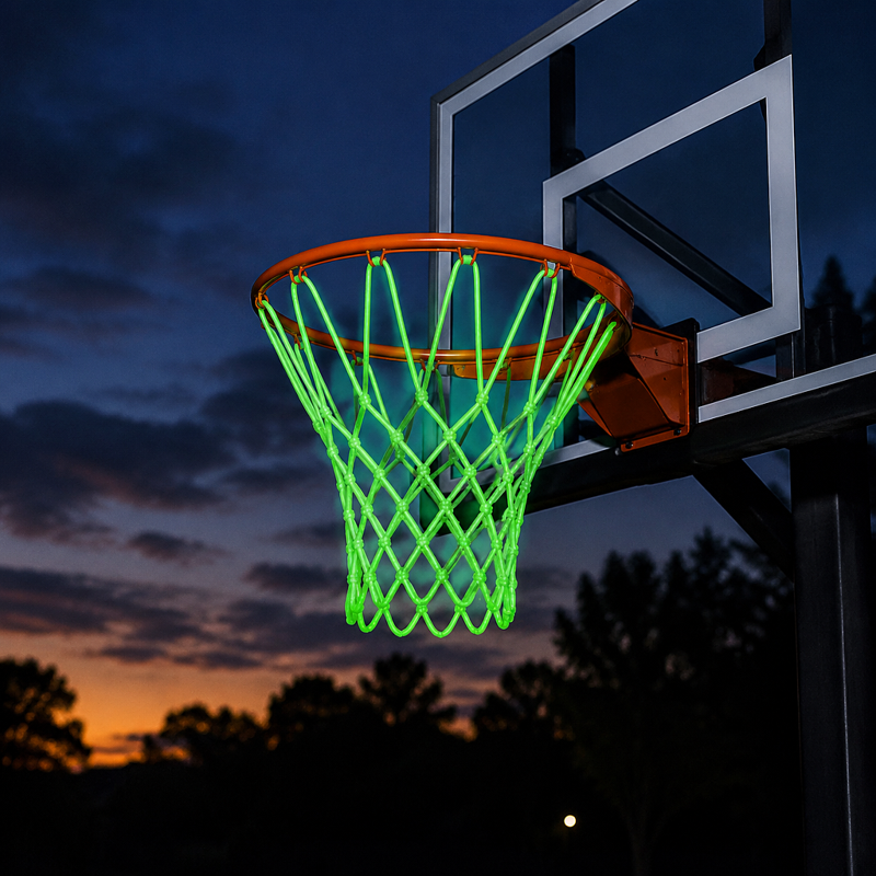 Glow-in-the-Dark Basketball Nets 2-Pack, Heavy-Duty Nylon, 21-Inch, Outdoor Indoor