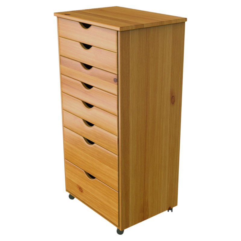 Solid Wood Storage Cart with 6+2 Drawers - Mobile Utility & Craft Organizer