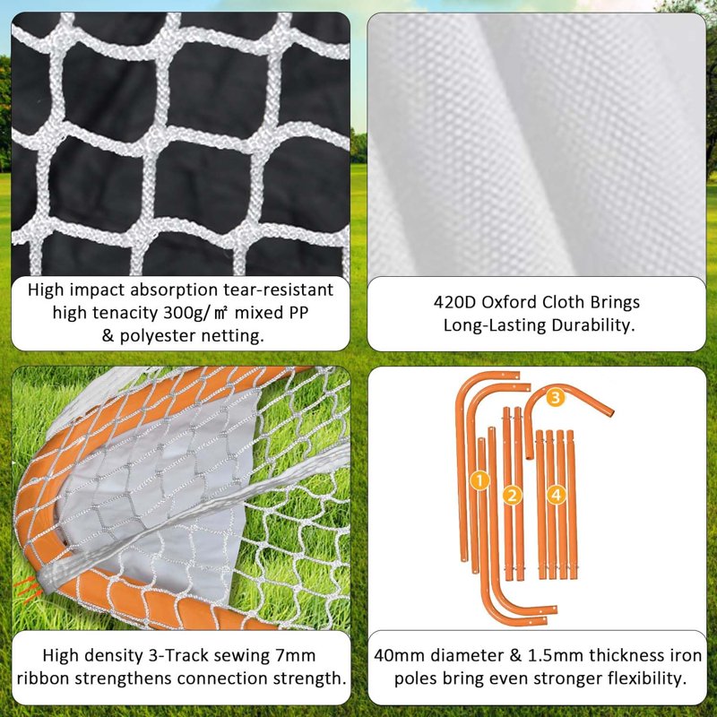 Portable Lacrosse Goal 6x6x7 Feet for Backyard & Practice Training