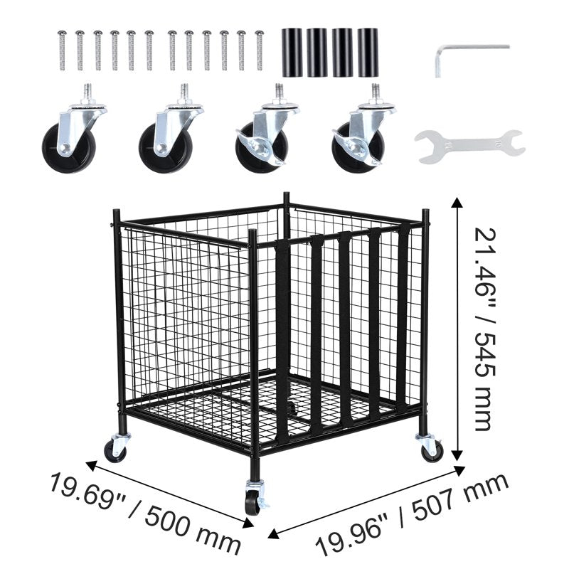 Sports Ball Storage Cart with Elastic Bands - Mobile Basketball & Equipment Organizer