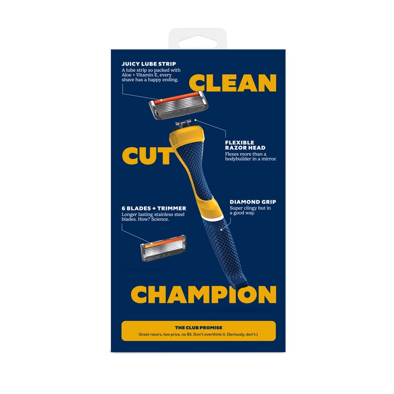 6-Blade Razor Starter Set with Diamond Grip Handle for Men & Women